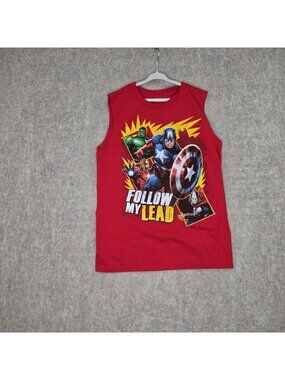 Marvel Youth Sleeveless Tank Top Red Avengers Graphic XL 14/16 "Follow My Lead"